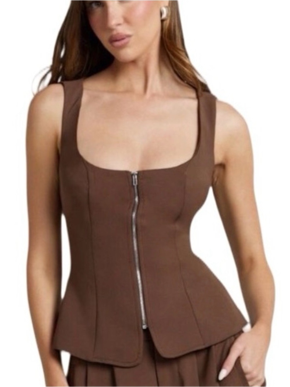 Showpo Brown Sleeveless Peplum Top